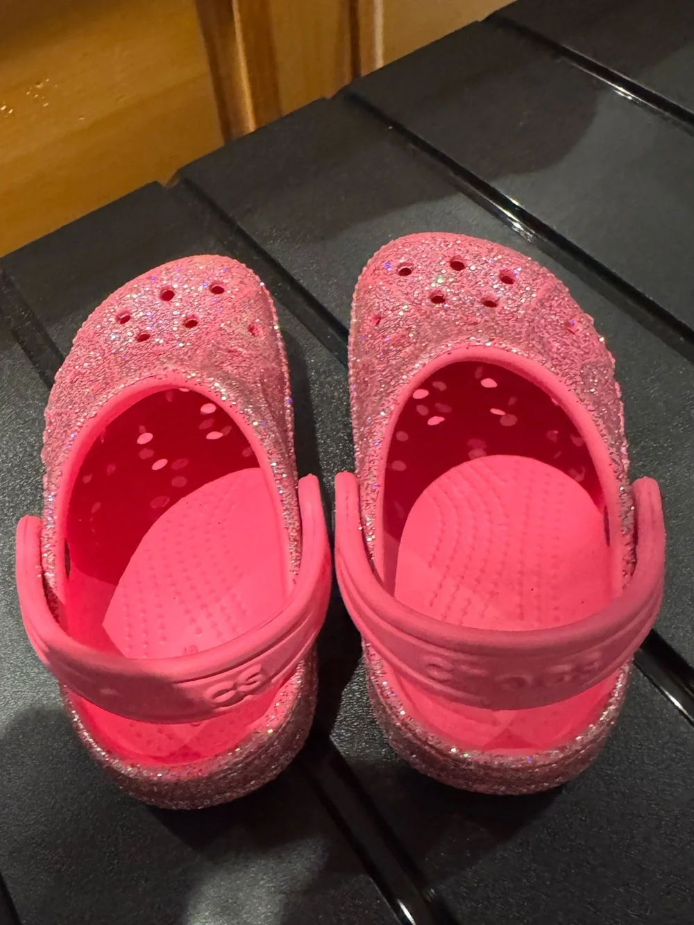 Baby Girl CROCS Toddler Baya Glitter Clogs Mules Slip On Shoes Pink 7 23 Neon